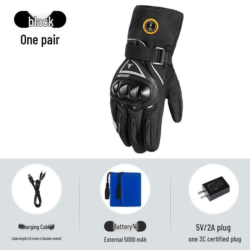 

Rechargeable Heated Waterproof Winter Motorcycle Gloves - Windproof & Anti-fall Gear 2XL чёрный
