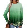 Women's Printed Lightweight Brushed-Cotton Round Neck Top