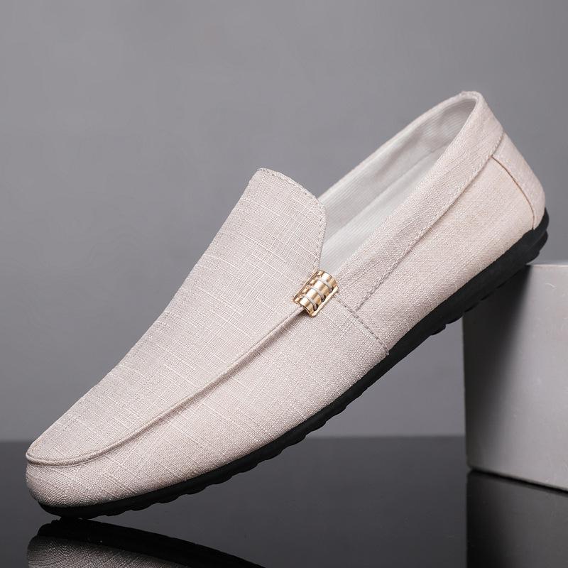 Herren Slipper Klassiker Business Büroschuhe Atmungsaktive Canvas Schuhe Lässige Fahrschuhe Mokassins Walking Flats Große Größe 48 42 beige