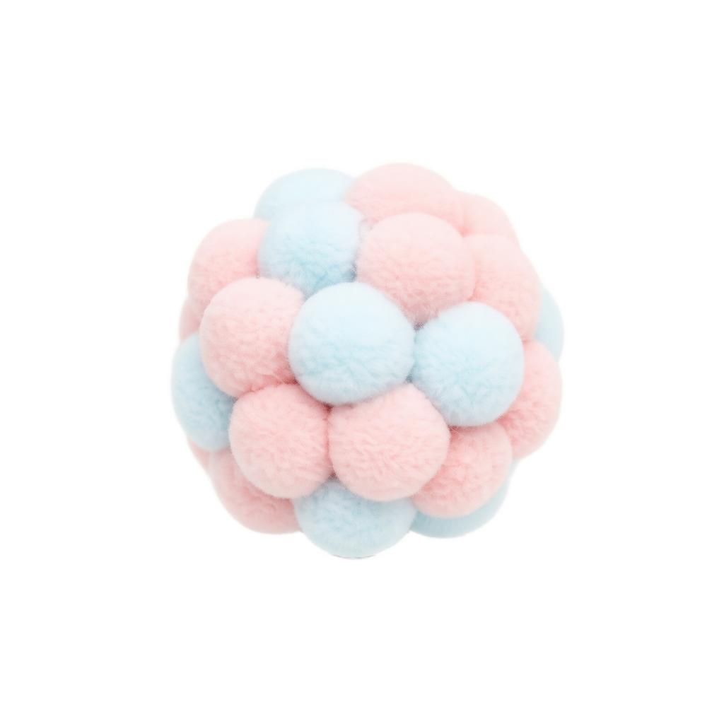 Plush Pom Pom Cat Toy with Bell Interactive Soft Ball for Cat Play and Exercise Durable Pet Toy for Indoor Use