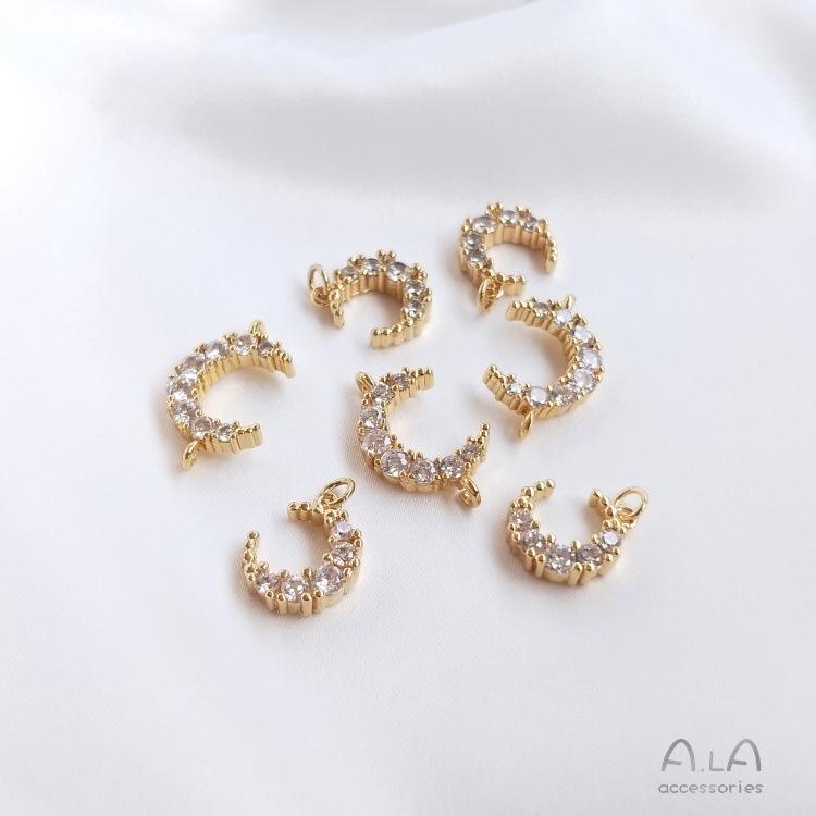 

14K Gold-Filled Zircon Moon Pendant Charm for DIY Necklaces and Bracelets