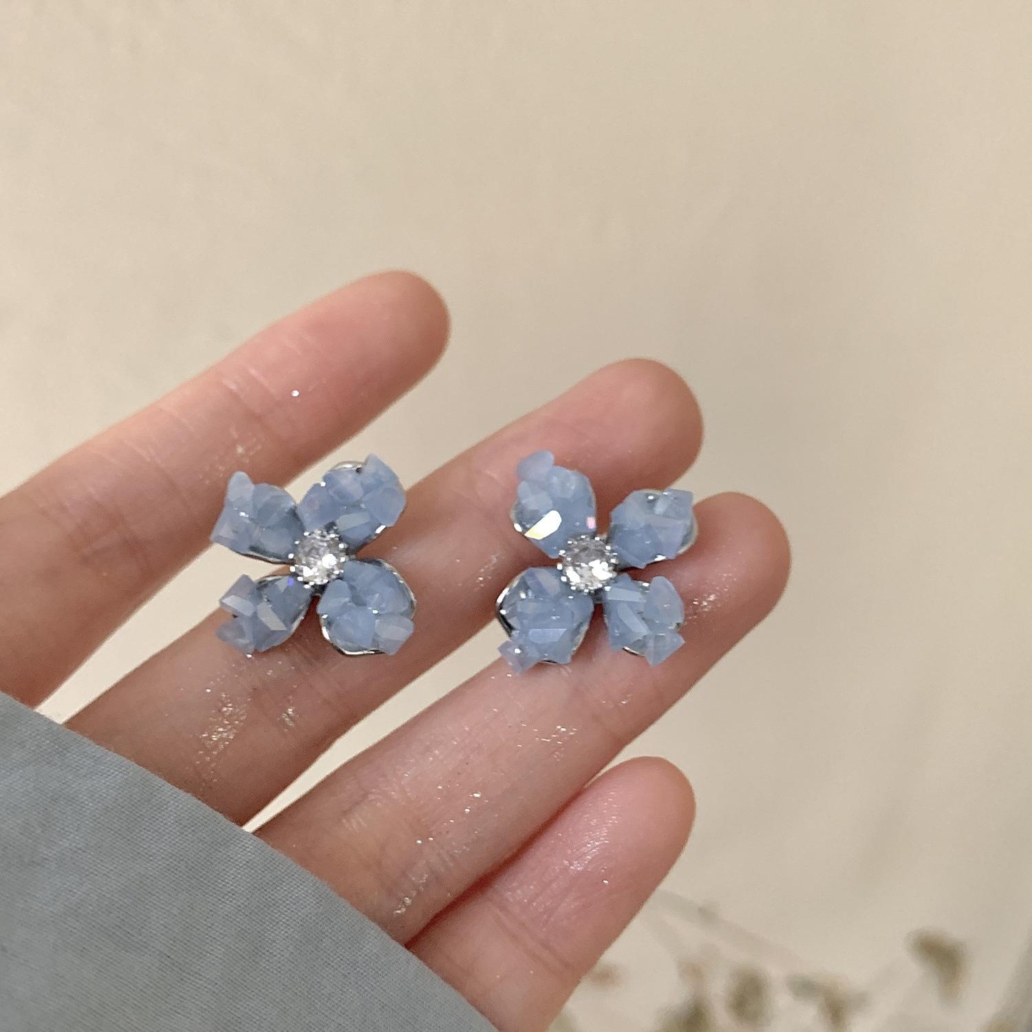 

Хрустальные серьги с цветком, женские модные серьги, серьги-гвоздики