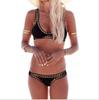 Europäisch-Amerikanisches Häkel-Farbblock-Bikini-Set: Sexy Neopren Strandbademode für Frauen