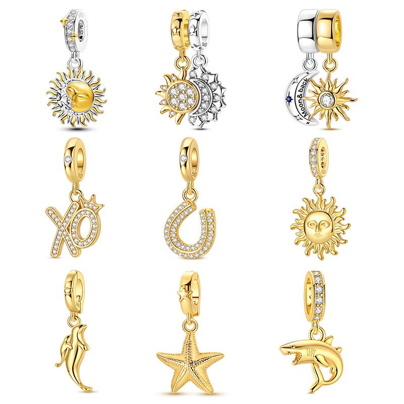 925 Silver Sun Moon Charms Pendants For Women Fit Bracelet DIY Birthday Party Jewelry Gifts