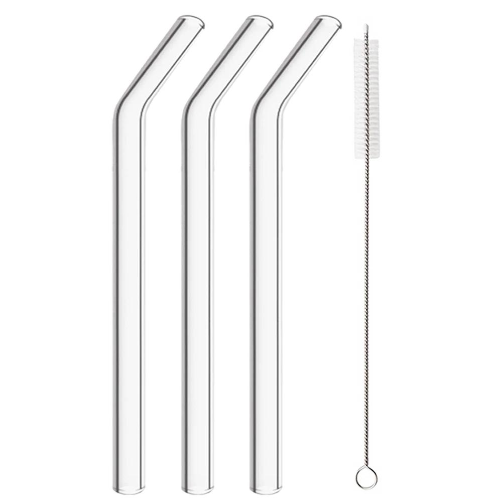 12mm High Borosilicate Glass Straw 4Pcs Reusable Eco Friendly Drinking Straws Set Bubble Tea Smoothies Bar Accessories