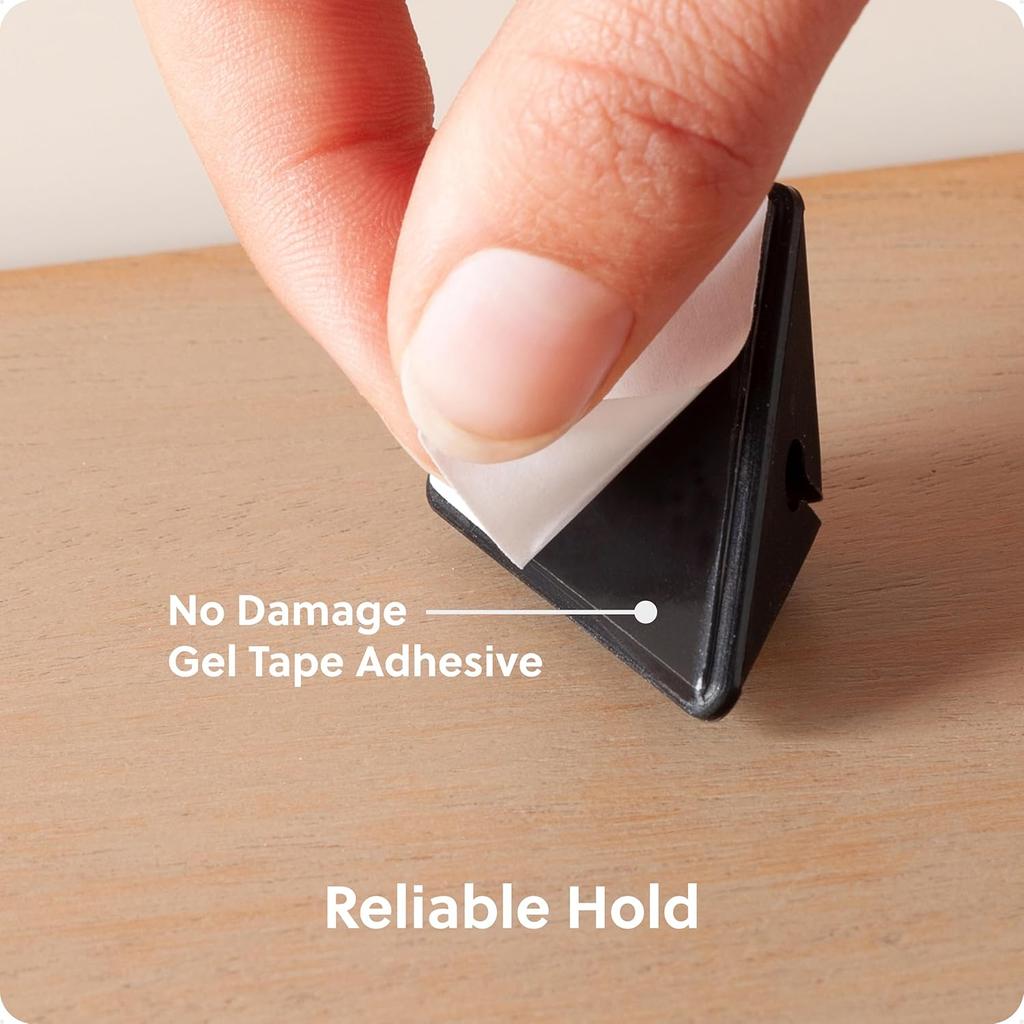 U Brands Adhesive Pyramid Cord Organizers, Set of 12 Cable Clips, Office Desk Accessories, Office Supplies, Soft Touch Matte Black