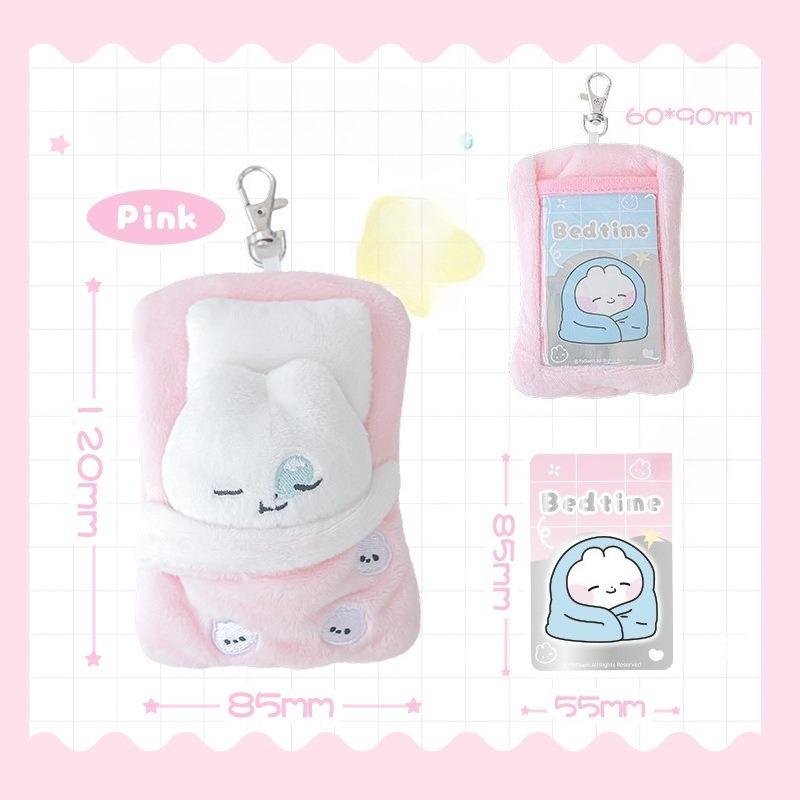 RosyPosy soft set, rabbit agent joint warm quilt card cover, cute plush star small card storage cover
