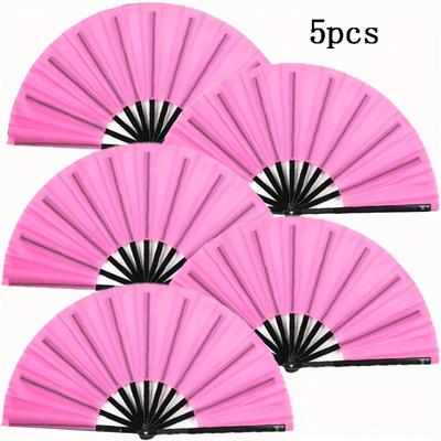5pcs Large Fans, Used for Row Dance Folding Hand Dance Fans, Foldable Party and Holiday Decoration Fans, Home Party Gifts