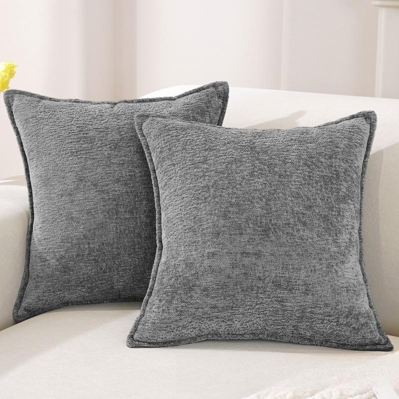 Large Size Thickened Chenille Throw Pillow Cover Removable Washable Solid Color Sofa Square Waist Cushion Case Home Decoration