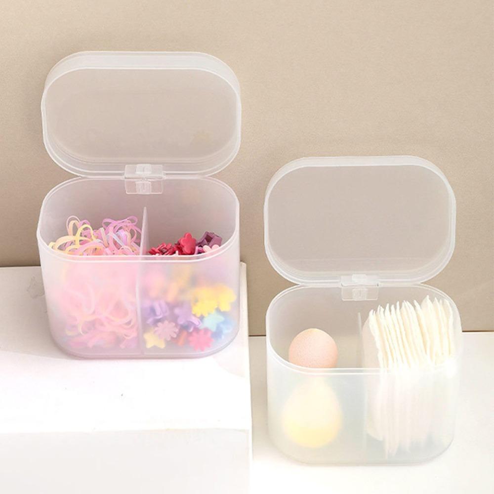 PP Cotton Swab Box Transparent With Lid Storage Organizer Easy To Use Two Compartments Storage Dispenser Bathroom