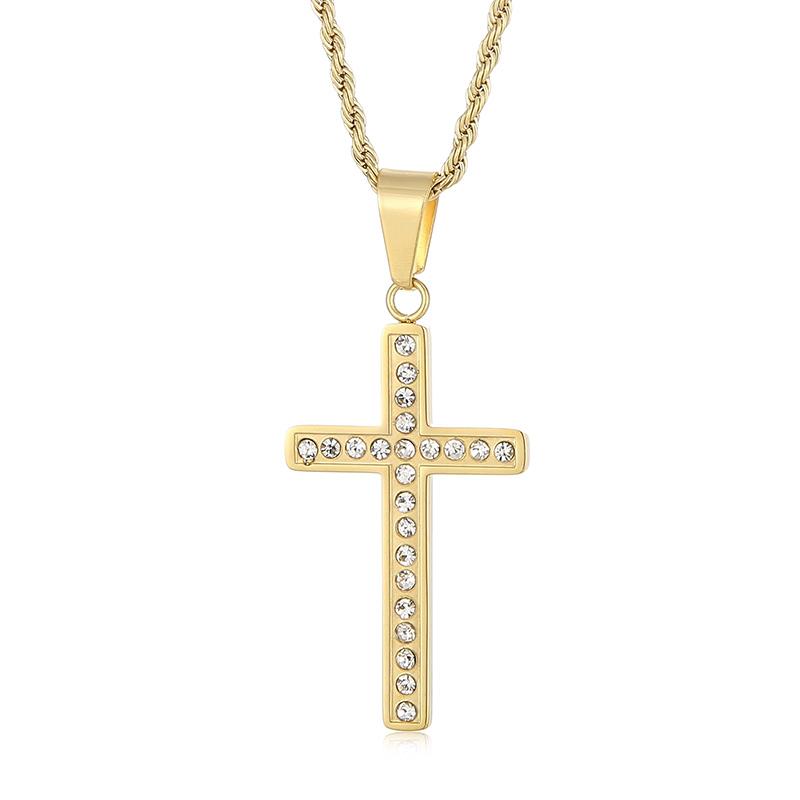 Módní náhrdelník s přívěskem se zirkonovým křížem Muži Ženy Šperky na boky z nerezové oceli
