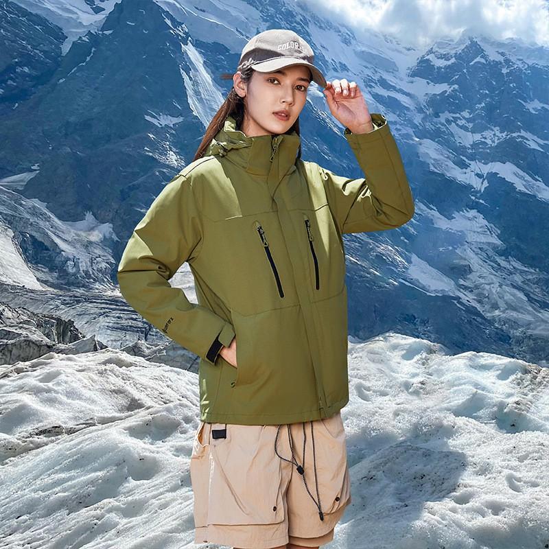 Men Women 2-in-1 Hiking Jacket With Down Liner Outdoor Camping Winter Coat