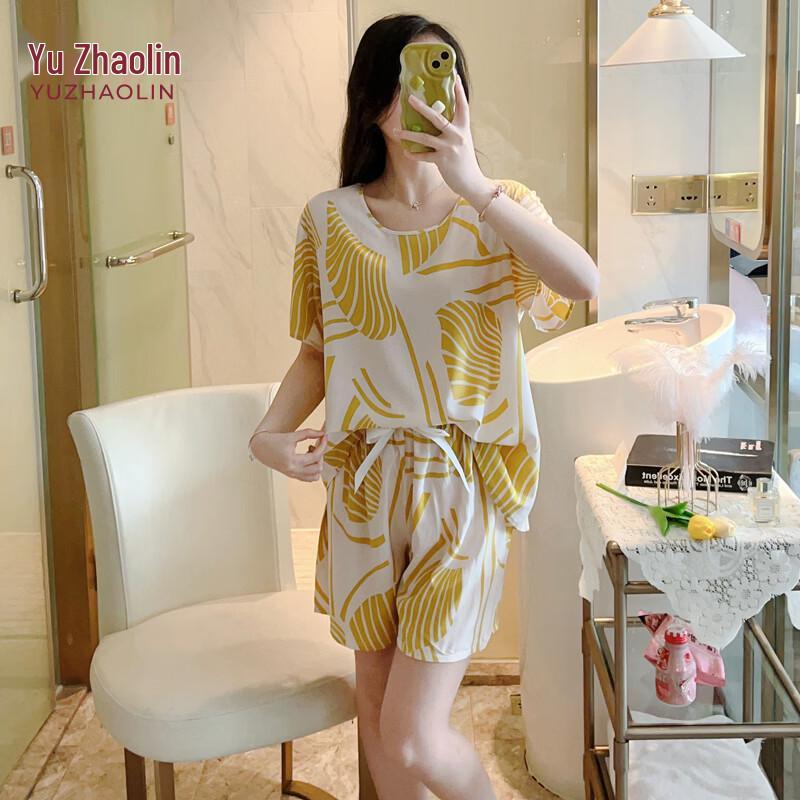 YUZHAOLIN Women s Short Sleeve Summer Pajama Set L