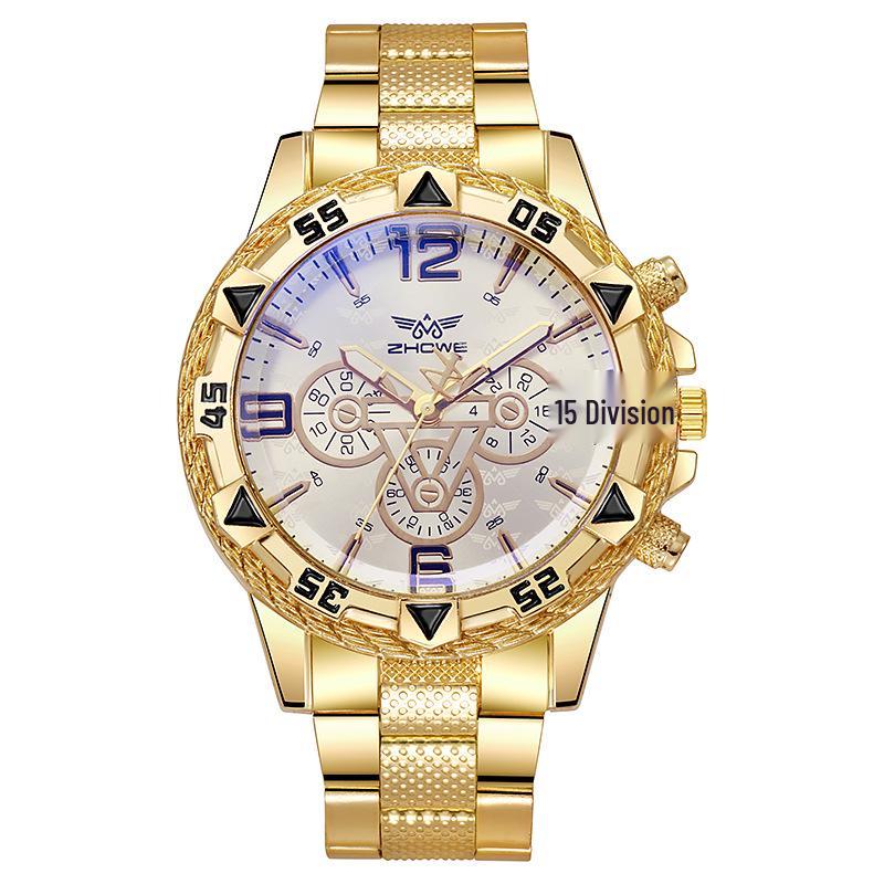 Men's Blue Light Quartz Watch - Casual & Business Style with Large Dial