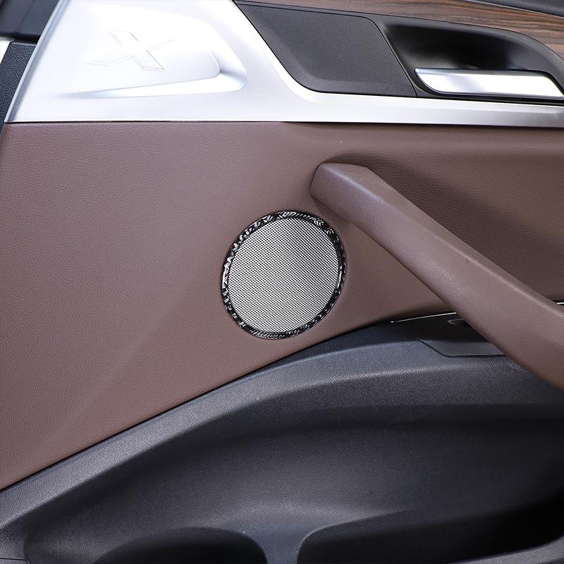 For BMW X3 G01 2018- Soft Carbon Fiber Car Inner Door Horn Trumpet Speaker Decorative Ring Trim Sticker Car Accessories