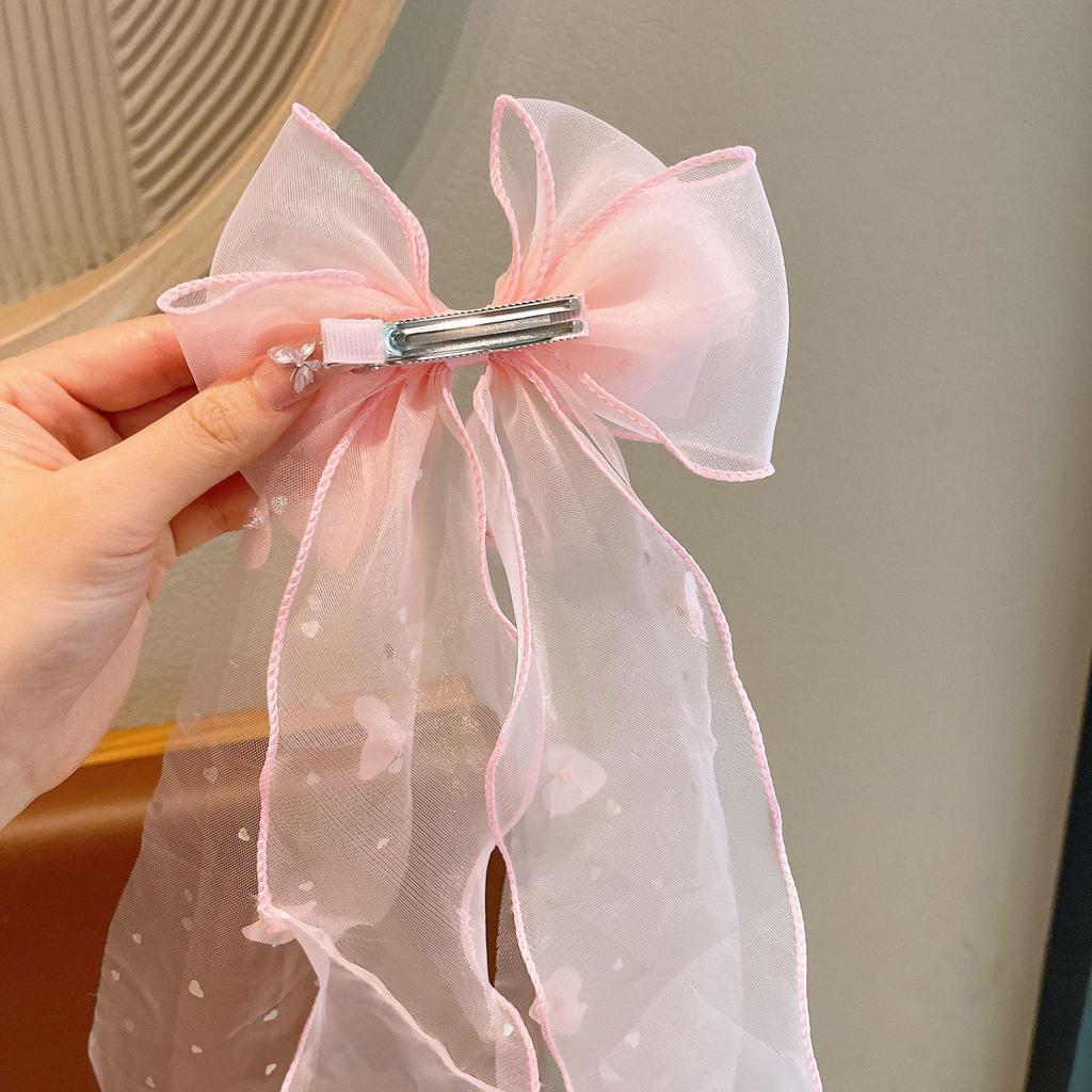 Korean Style Mesh Bow Hair Clip for Kids - Fairy Princess Streamer Ponytail Accessory