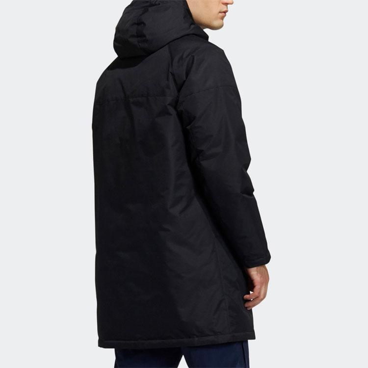 adidas Sleeve Badge Hooded Mid-Length Down Jacket Men Outerwear Black HA1174