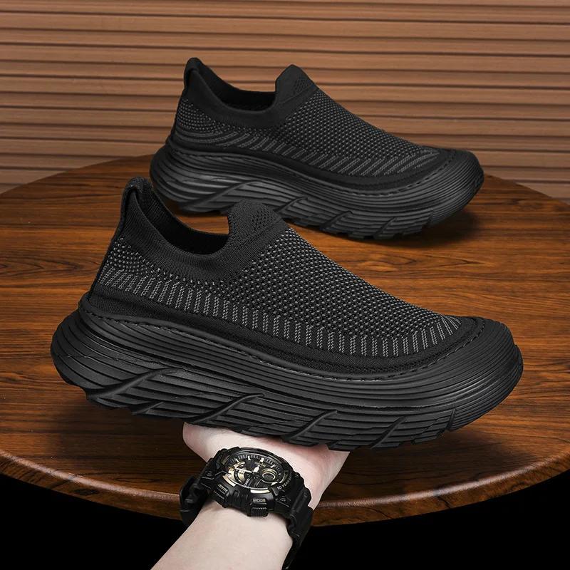 Thick Sole Men Running Shoes Comfortable And Non Slip Mesh Breathable Men‘s Casual Sneakers 2024 Trendy Versatile Mens Loafers