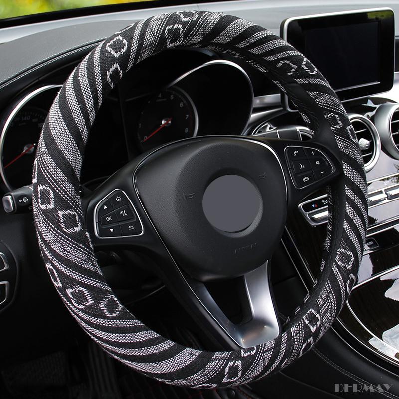 

Чехол на руль в национальном стиле, лен, размер M, подходит для внешнего диаметра колеса 37-38 см для VW Polo Golf Kia Chevrolet 95% серый