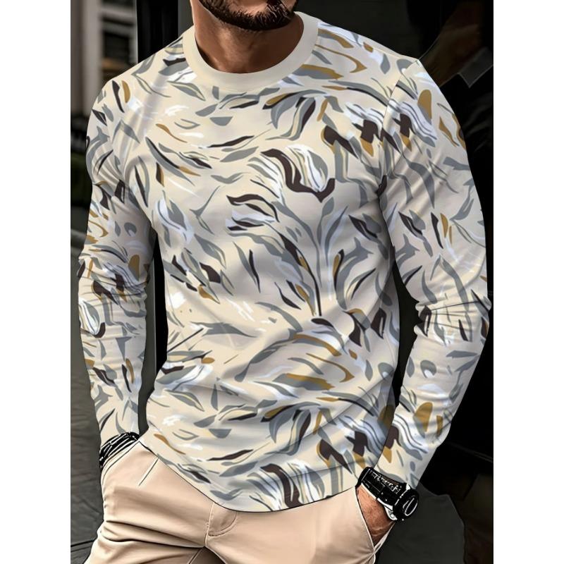 T-shirt T-shirt Men's Long Sleeve Polyester Imitation Cotton T-shirt; Round Neck; Casual Spring Wear 1 Piece