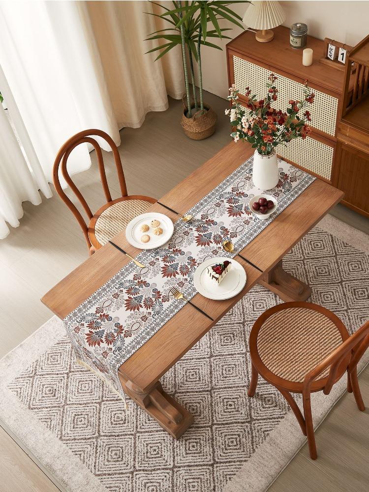 New Chinese Classical Printing Table Flag Decoration Classical Painting Table Flag Color Table Towel Household Dining Table Tea Party