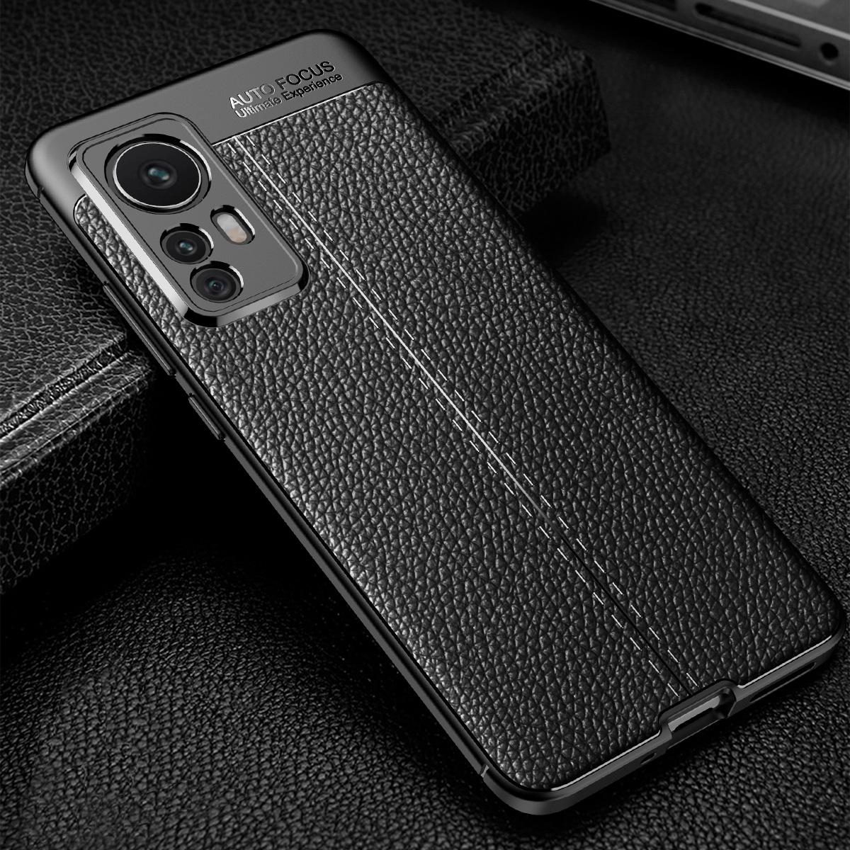

Litchi Texture Soft TPU Slim Shockproof Anti-Fingerprint Protective Phone Case for Xiaomi 12 5G/12X 5G/12S 5G Black