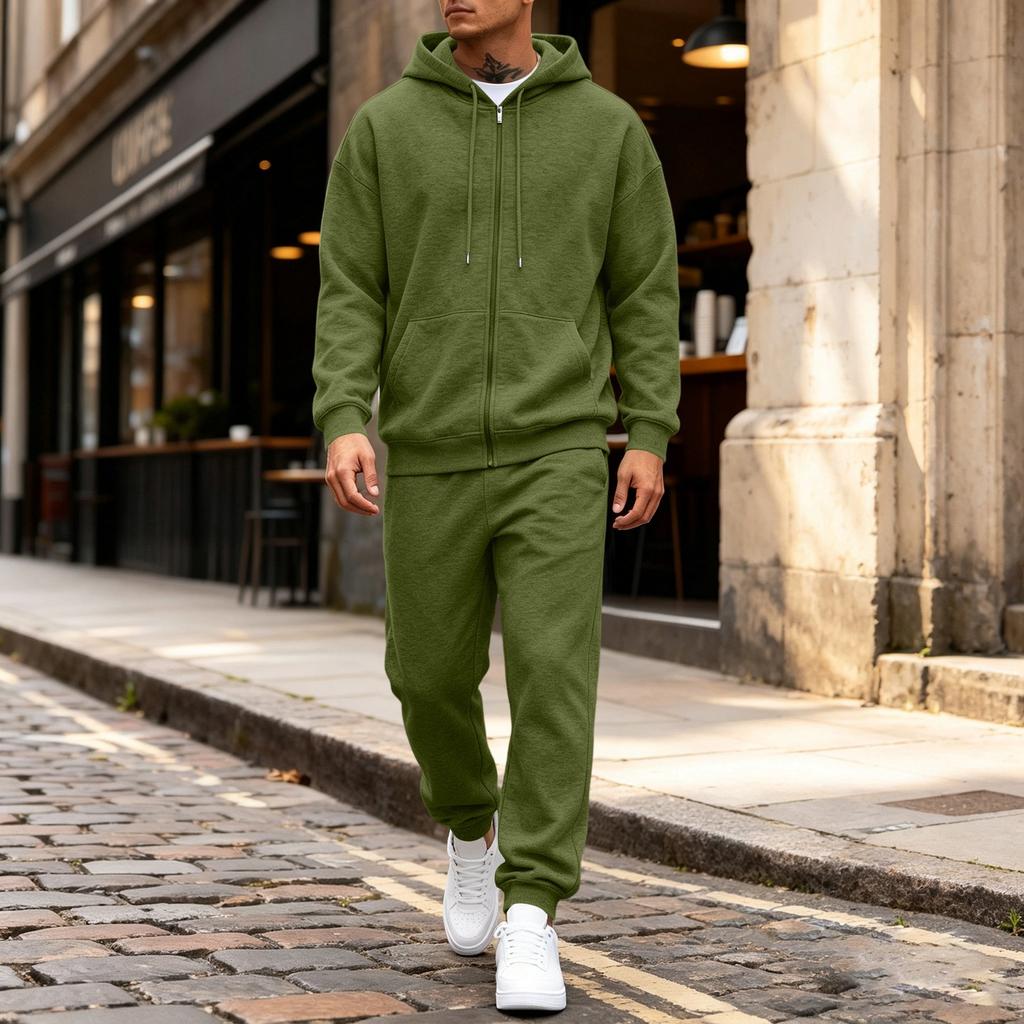 Men's 2-Piece Hoodie Sweatshirt Set Color Casual Sportswear for Everyday Wear