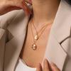 White Mother-of-Pearl Sun and Moon Necklace, Niche Light Luxury High-end, Non-fading, Versatile Clavicle Chain Jewelry