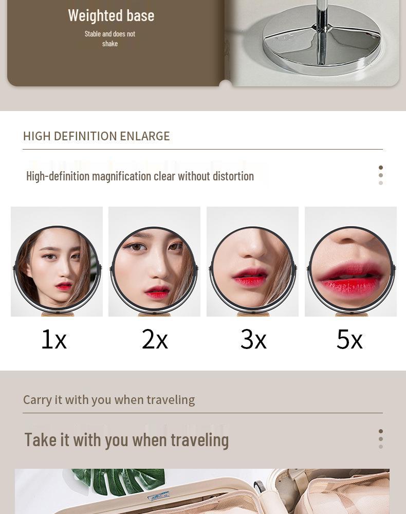 Stylish Double-Sided LED Makeup Mirror with Magnification