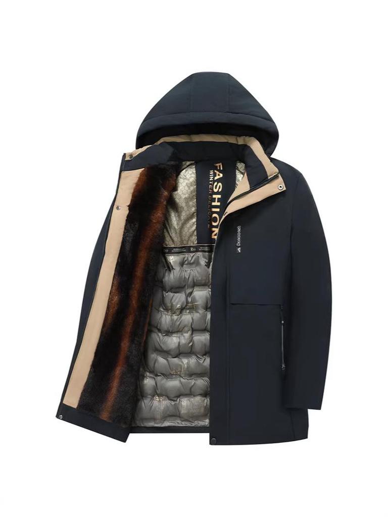 Men's Winter Plus Size Graphene Padded Cotton Hooded Jacket for Middle-Aged & Elderly