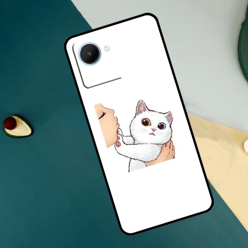 Kiss Cat Leuke Kitten Cartoon Voor Realme GT7 Pro GT6 C67 C65 C63 C61 C55 C53 C51 C35 C71 C75 11 12 13 14 15 Pro Plus Hoesje