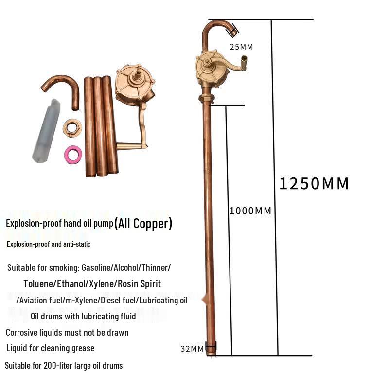 Ya Ke Explosion-Proof Hand Crank Copper Oil Pump 25/32mm for 200L Barrels