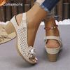 Fashion Summer Sandals Non Slip Lightweight Shoes for Women Breathable Slip on Pumps High Heel Floral Footwear Women Sandals Size36 43