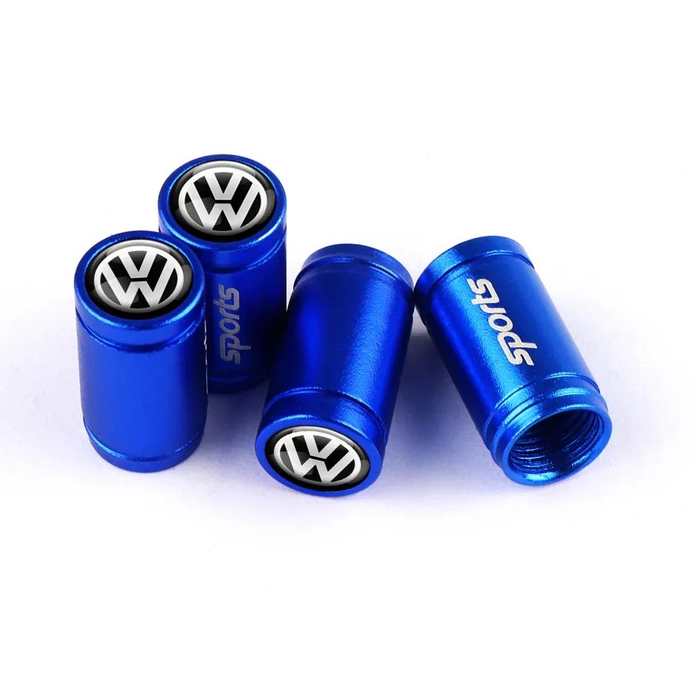 WHAQY1 2026 Hot For VW VOLKSWAGEN 4Pcs Metal Car Tire Valve Caps Tyre Wheel Stem Air Valve Cover For Volkswagen VW R RLINE GTI Golf Blu