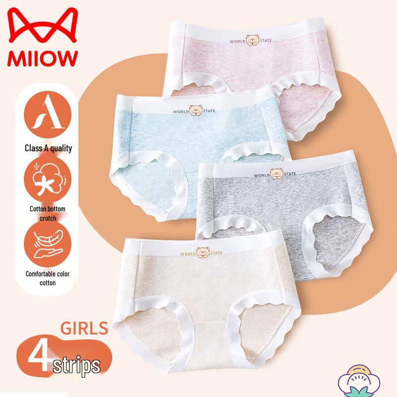 MaoRen Girls' Class A Cartoon Cotton Briefs