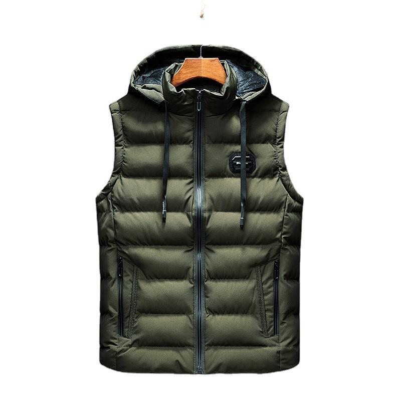 Men's Loose Casual Jacket Sleeveless Zipper Down Vest Male Solid Color Autumn Winter Warm Vests Mens Stand-up Collar Oversize