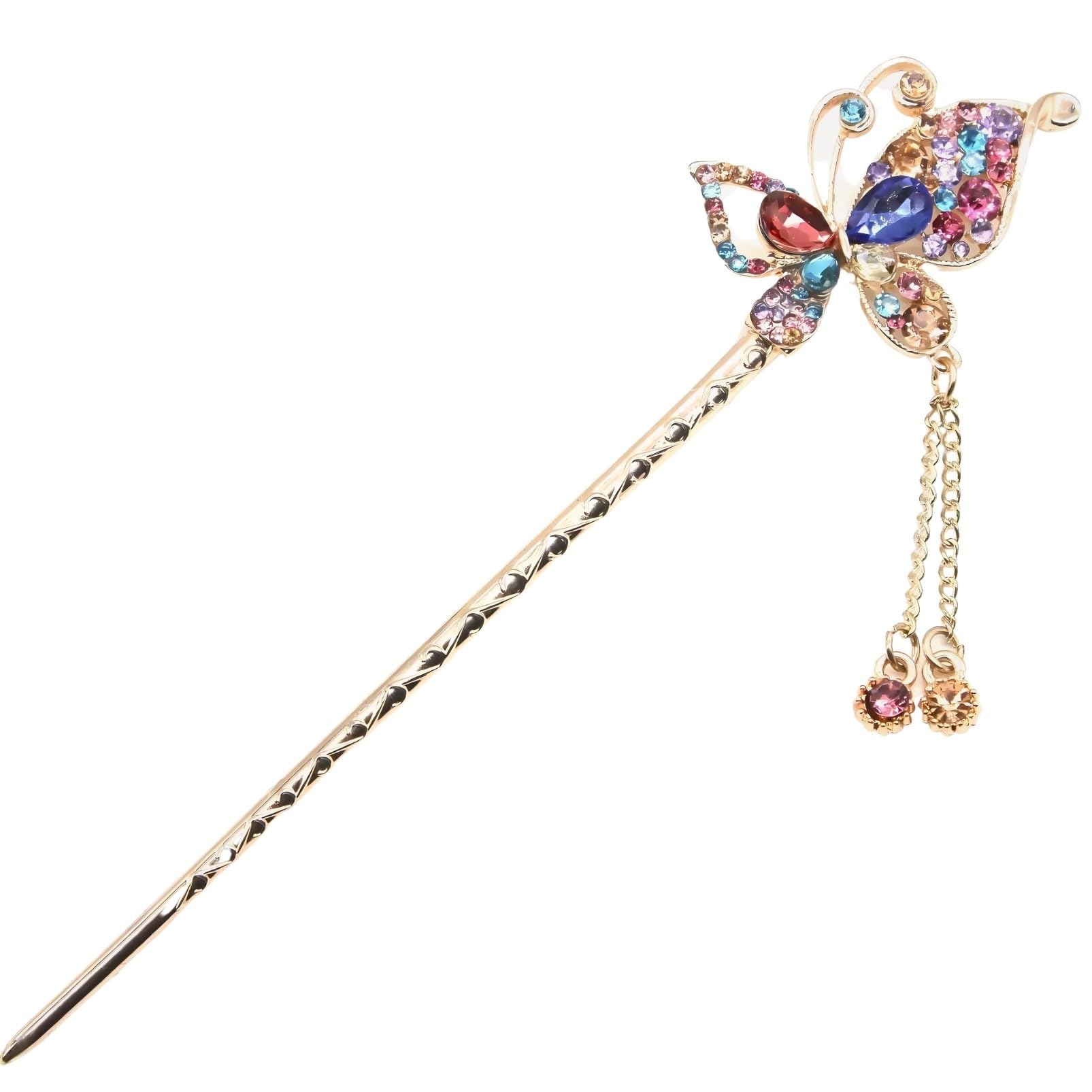 

[MiaoMiao] Kanzashi (hairpin) - Single piece - for Japanese clothing, formal kimono, yukata, etc. - Metal, antique style, butterfly motif, pink gold