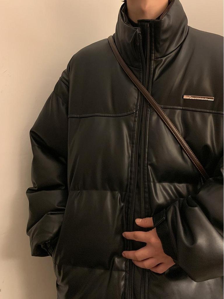 Unisex Koreanischer Stil Wasserdichte PU-Leder Winterjacke - Dick, Kälteschutz, Trendig & Lässig für Paare