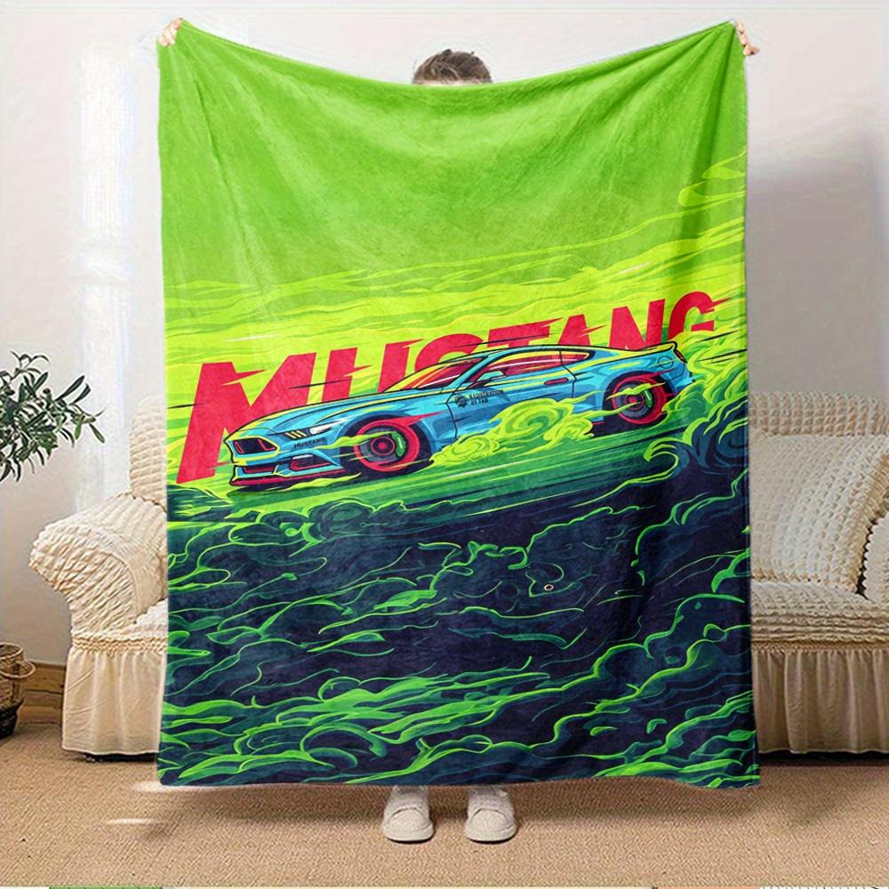 

For Mustang,Speed,Artwork-Themed Flannel Blanket, Glam Style, Digital Print, All-Season Comfort, Tear-Resistant, Knitted Craftsmanship, Poly 150x180cm