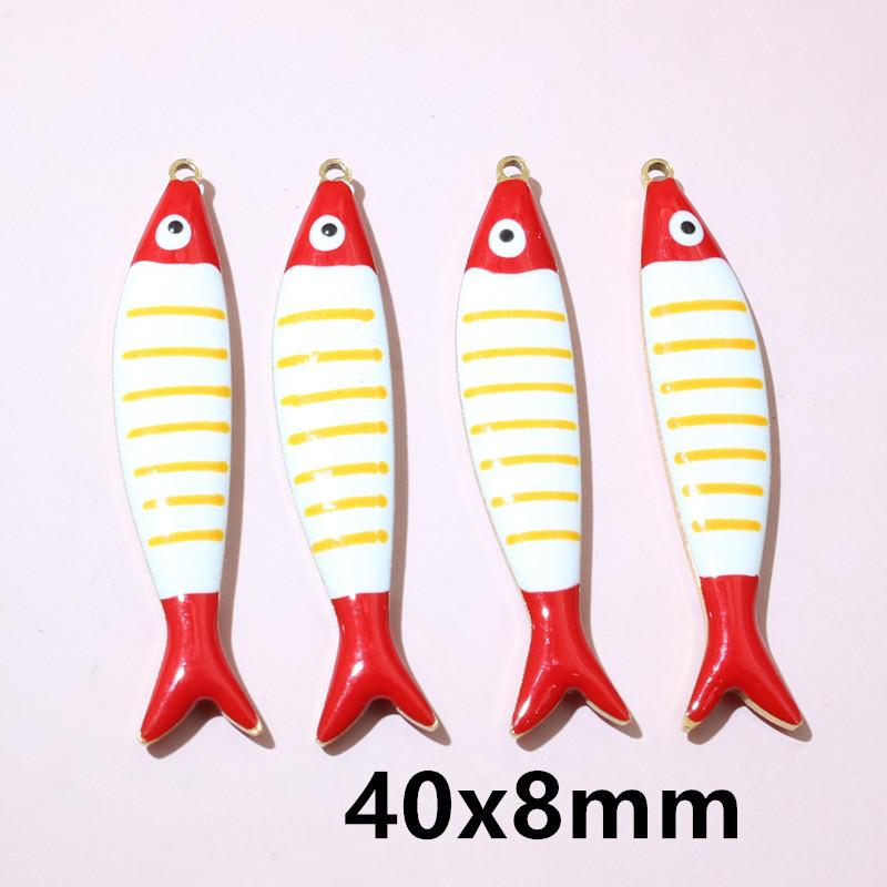 10pcs Stainless Steel Enamel Stripe Fish Charms Pendant 40x8/40x14mm DIY Jewelry Making Accessories for Necklace Earrings