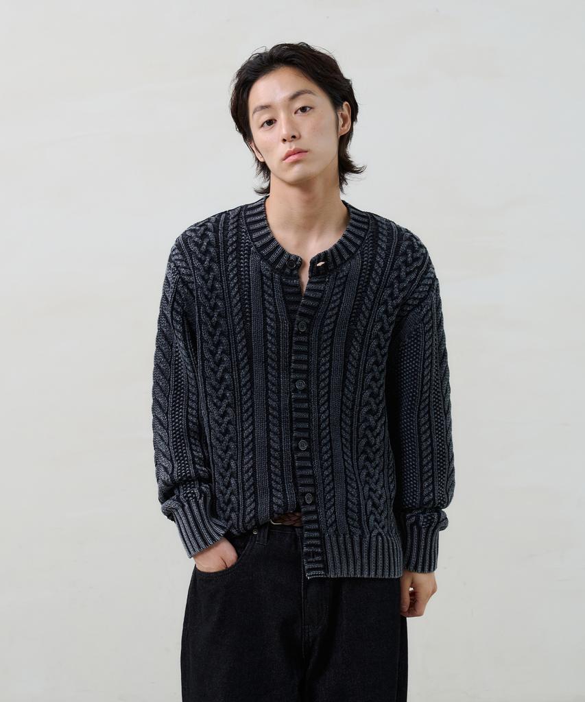 Knouun Faded Cable Knit (Black)