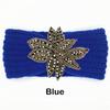 Crystal Beaded Flower Knit Headband For Women Winter Wool Ear Warmer Hairband Turban Headwrap Hair Accessories Bandeau