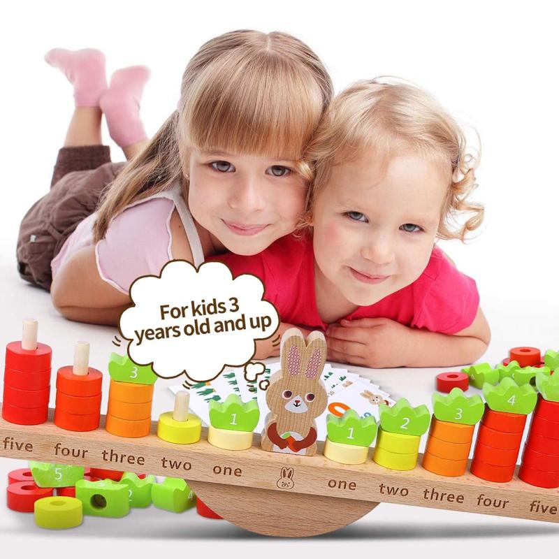 Montessori Wooden Stacking Balance Math Toy for Toddlers & Kids Toys ...