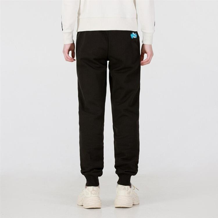 PUMA Graffiti Logo Print Cuffed Knit Joggers Men Bottoms Black 536306-01