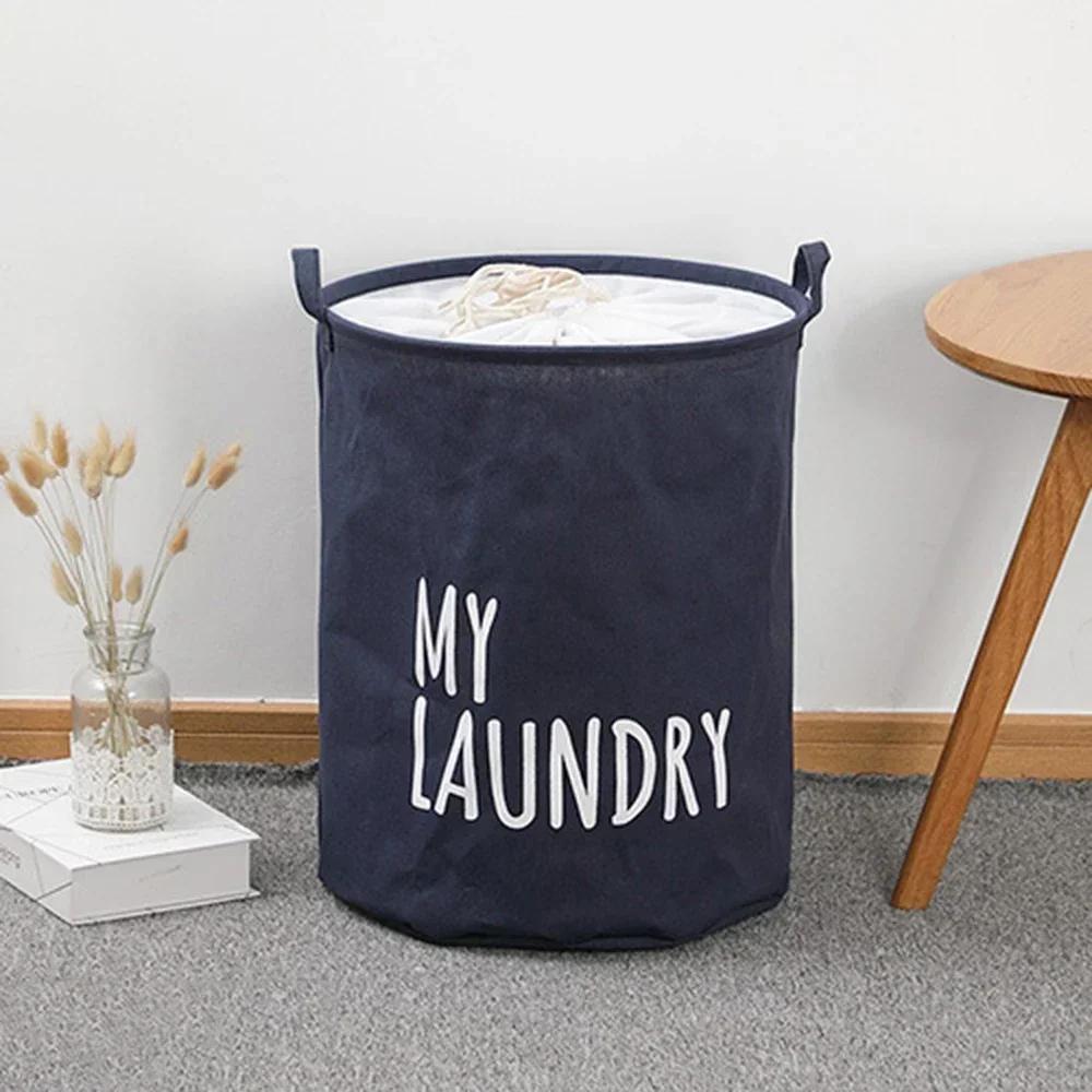 

Large Collapsible Laundry Basket - Waterproof Foldable Hamper, Dirty Clothes Bin for Bathroom Accessories синій