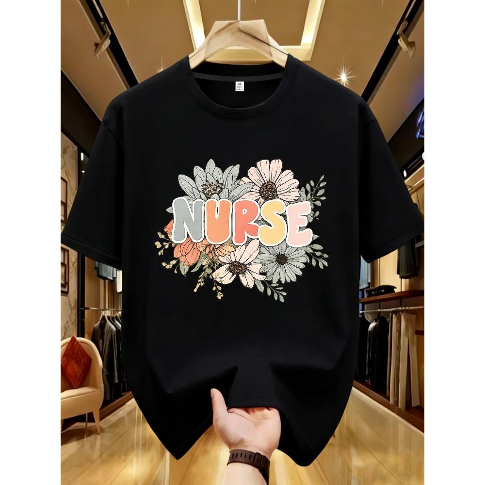 

Nurses print large size women s round neck T-shirts Summer casual street fashion women s wild short-sleeved T-shirts M