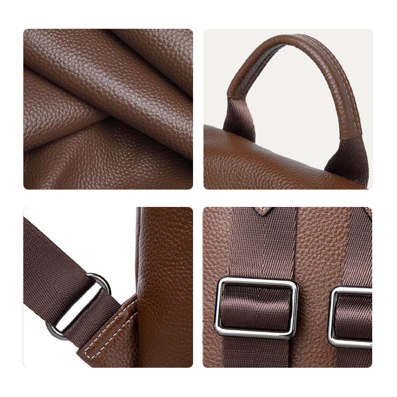 Luxury Cowhide Leather Backpack Ladies Large Capacity Backpack