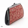 [Inden-ya] INDEN-YA Leather Gamaguchi Coin Purse Purple with Black Lacquer/Flower Scroll Pattern
