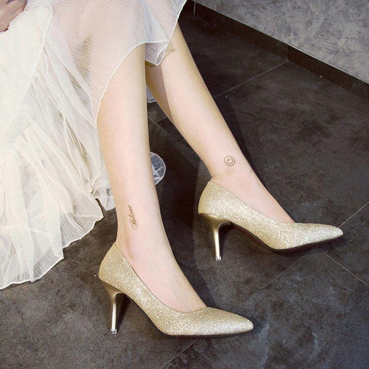 Summer women's high heels wedding photos work four seasons single shoes