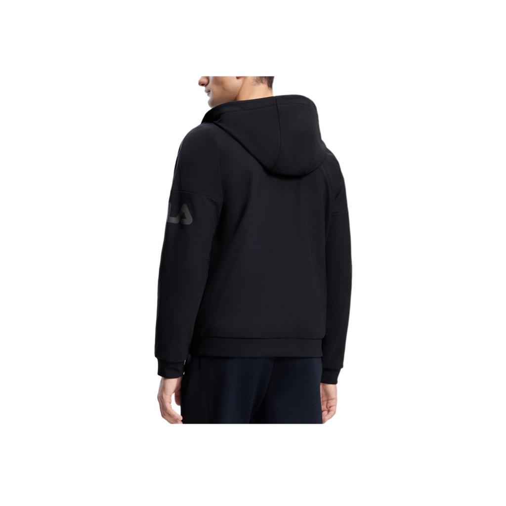 FILA Solid Color Fitness Hooded Knit Jacket Men jackets Deep-Black A11M341505F-BK